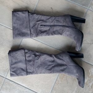 Gray faux seude boots